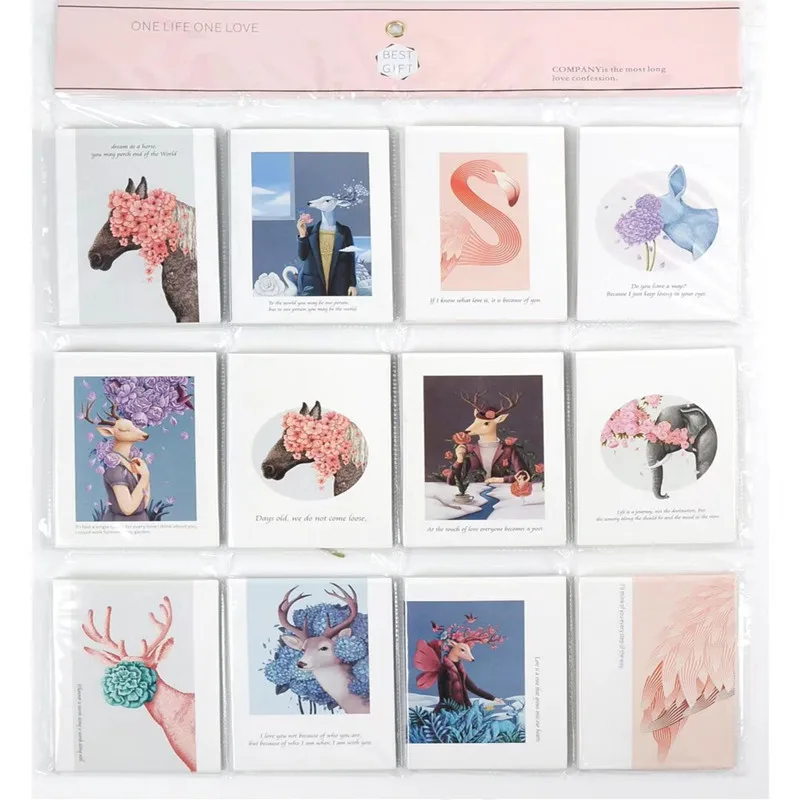 

2019 New Design 96pcs/ lot Forest Fairy Tale Series Message Card Birthday Valentine's Day Blessing Card Party/Event Gift Card