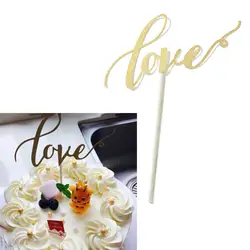 10 шт. золотой свадебный торт Топпер заказ свадебного торта Топпер картона блеск Свадебная вечеринка украшения