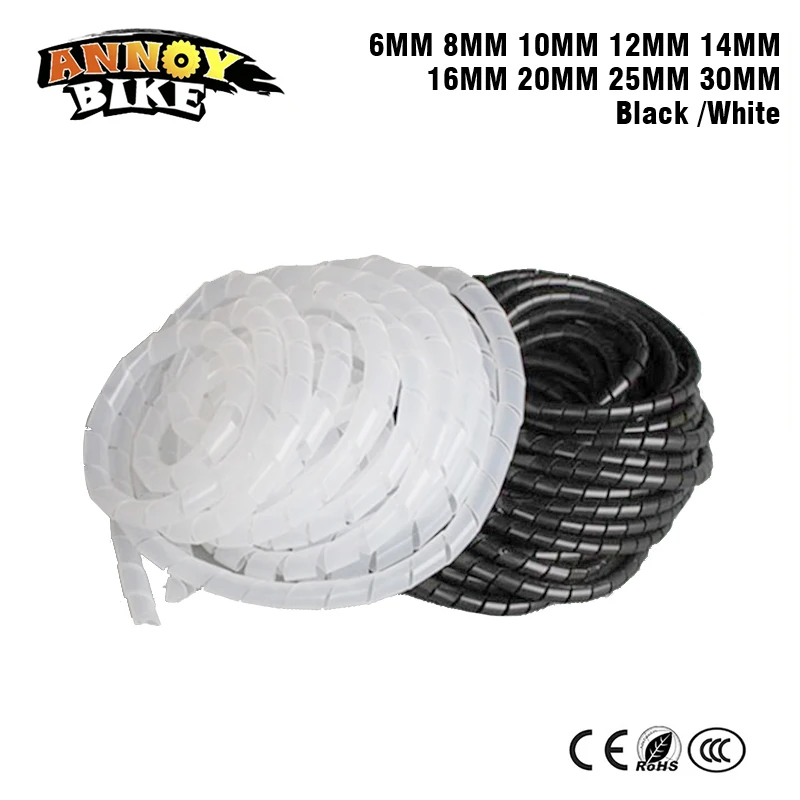 

Pipe Diameter 6/8/10mm Envelope Tube Wire E-Bike Protection Wire Insulation Tube Bobbin Wire Roll Finishing Durable Cable Black
