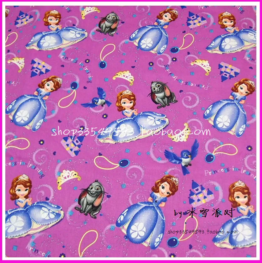 

105*50cm 1pc Princess Fabric 100%Cotton Fabric Patchwork Telas Little Princess Sophia Printed Fabric DIY Sewing Girl Skirt Dress
