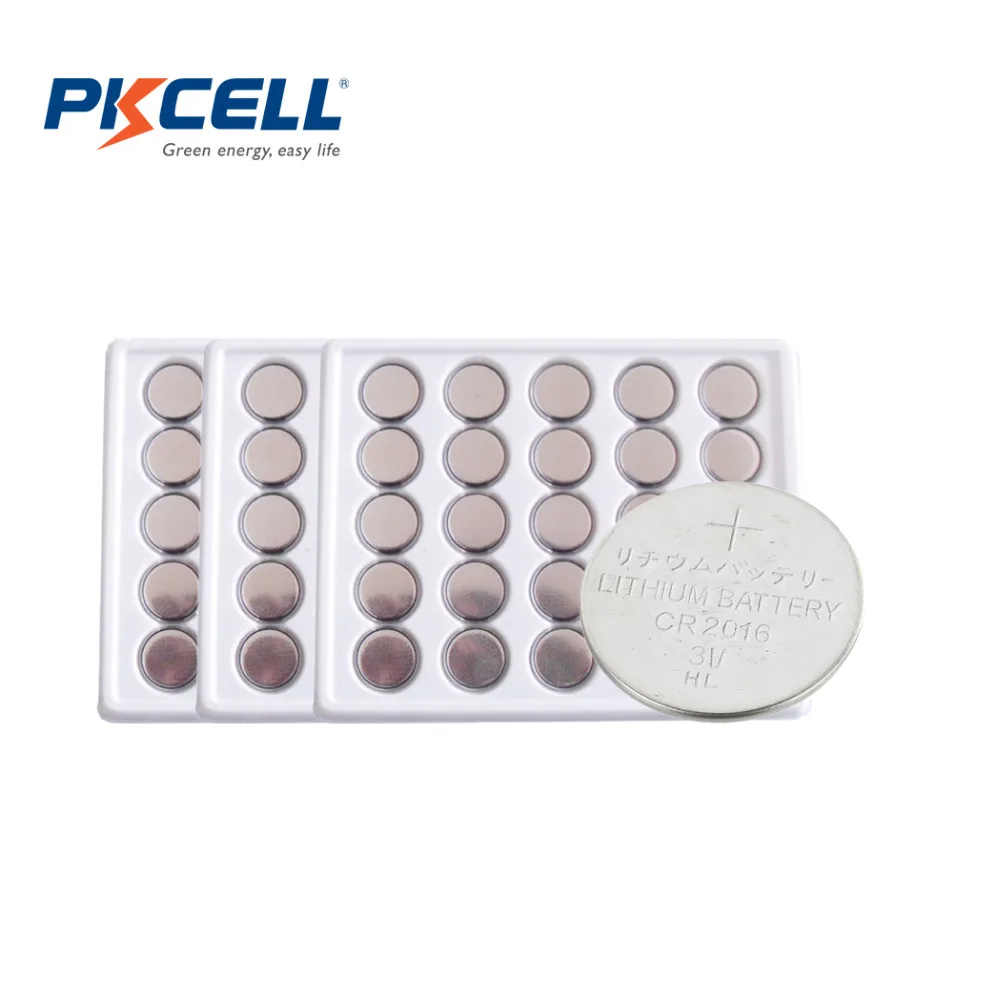 

75Pcs PKCELL CR2016 DL2016 2016 3V CR 2016 Lithium Button Coin Battery for watch toys