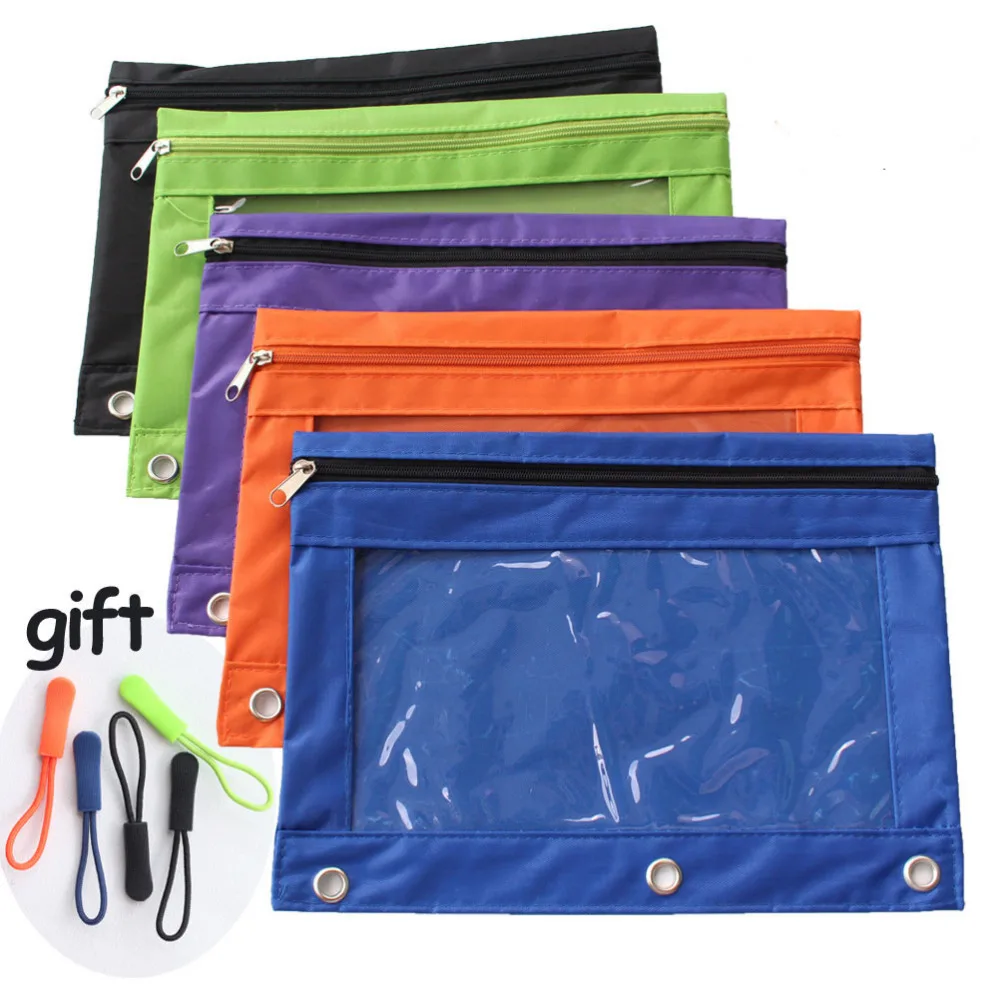 Zippered Clear Binder Pencil Pouch Case Bag With Clear Pvc Window