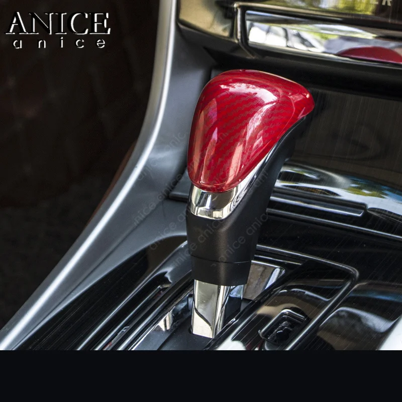 

RED Carbon Fiber Color Inner Gear Shift Knob Cover trim fit For Honda Accord 2013 2014 2015 2016 2017 ABS AT
