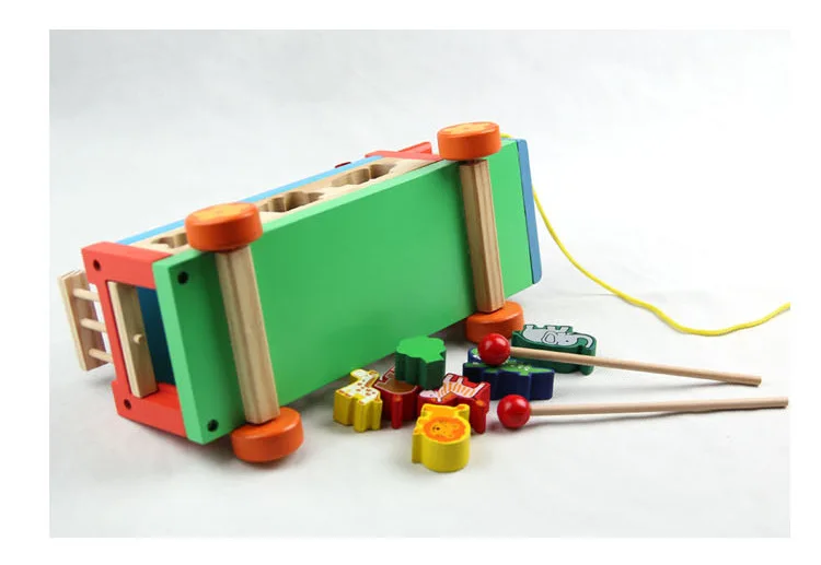Детские деревянные игрушки Drawable Animal ксилофон, детские деревянные блоки музыкальная тележка, развивающие игрушки для детского сада