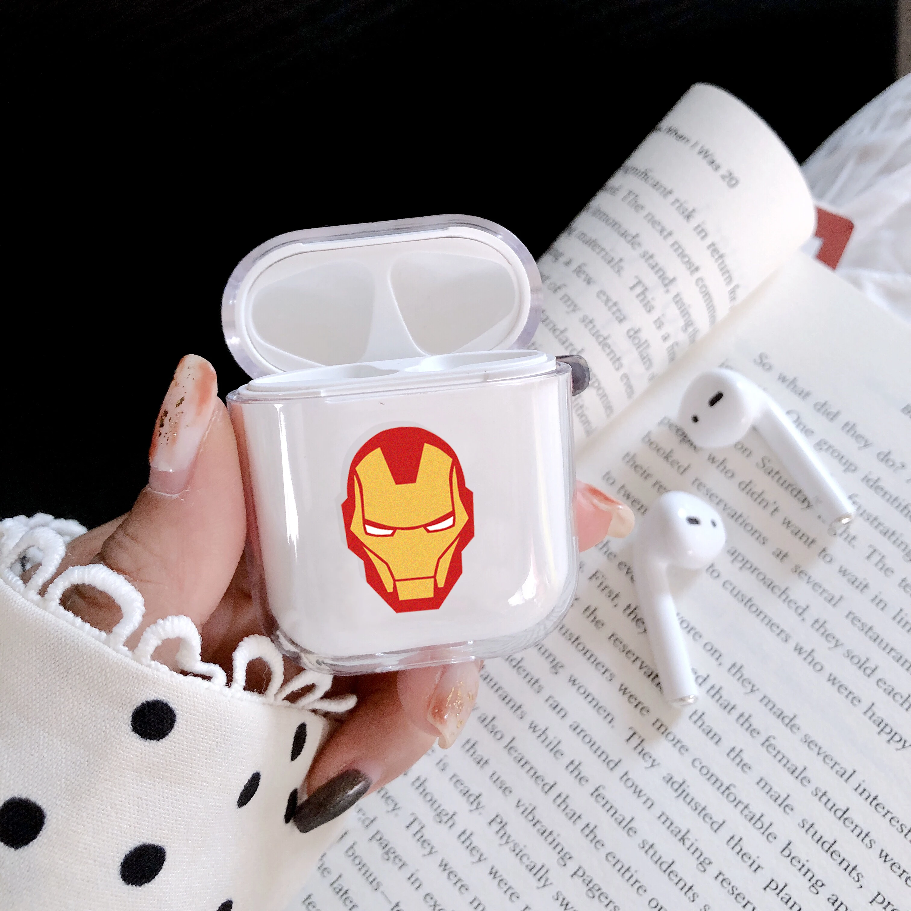 Прохладный Супермен Человек-паук Бэтмен Капитан Ironman героя чехол для Airpods Беспроводной Bluetooth наушники ясно PC прозрачные сумки