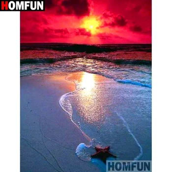 

HOMFUN Full Square/Round Drill 5D DIY Diamond Painting "Starfish sunset" 3D Diamond Embroidery Cross Stitch Home Decor A18936