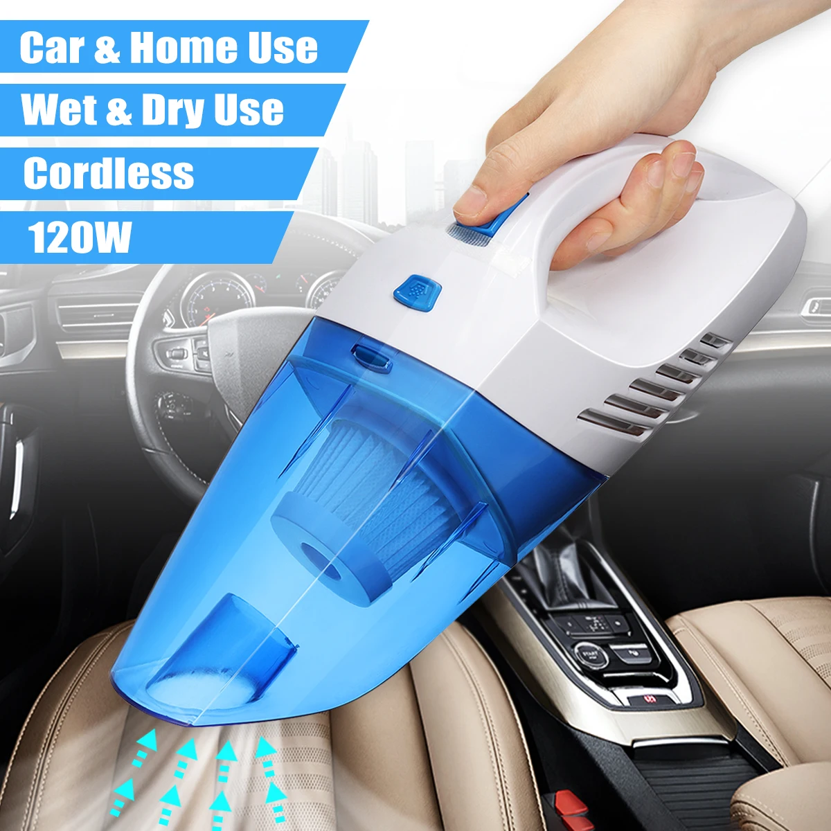 

Dust Vacuum Cleaner Dry Wet Use120W Handheld Car Home Cordles Rechargeable Dust Buster Wireless For Car House Cleaning Portable