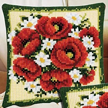 

Poppy New DIY Needlework Kit Unfinished Acrylic Yarn Embroidery Pillow Tapestry Canvas Cushion Front Cross Stitch Pillowcase