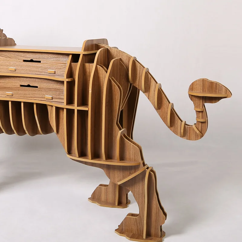 High-end Creative Wood Lion Desk With Drawer Coffee Table Furniture Brand New TM005M