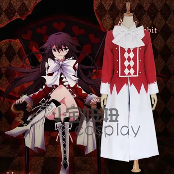 

New Anime Pandora Hearts Cosplay Alice Black-rabbit Halloween Bloodied Black Rabbit COS Clothing Full Set (Top+Skirts+Coat+Bow-k