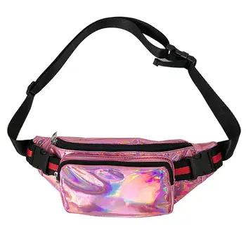 

Fashion Women Holographic Laser Buckled Crossbody Chest Waist Bag Zipper Fanny Pack