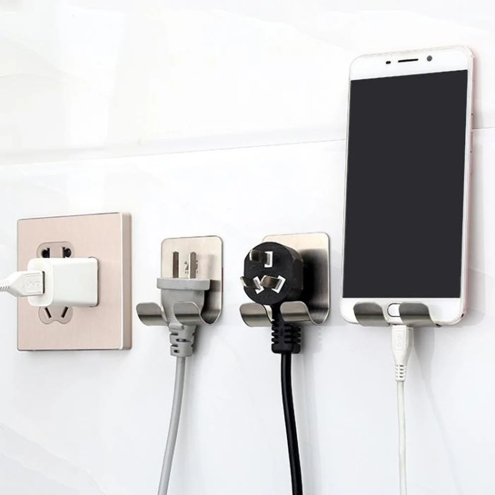 Practical Stainless Steel Adhesive Hook Plugs Storage Wall Door Hanger