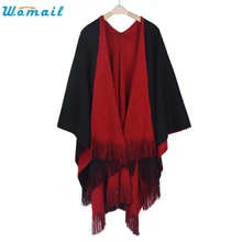 Свитер кардиганы женские зимние вязаные кашемировые Пончо Накидки Шаль женские кардиганы с длинным рукавом свитер пальто Oc17