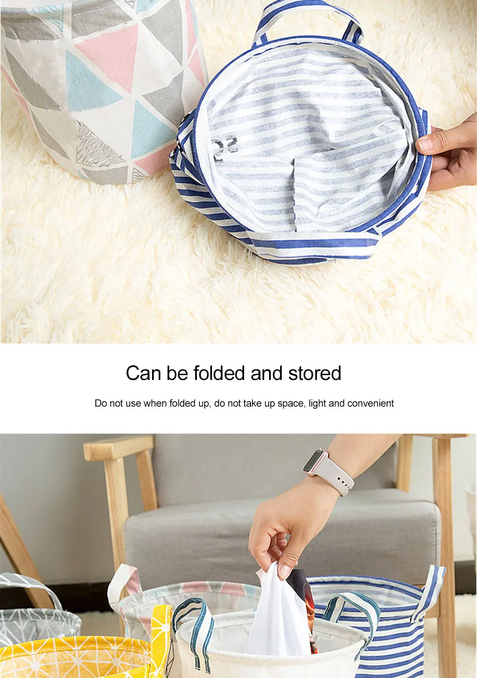 Storage Baskets Folding Laundry Basket Yellow Arrow Couple Linen Washing Clothes Barrel Bags With Handles Kids Toys Hamper Bag (7)