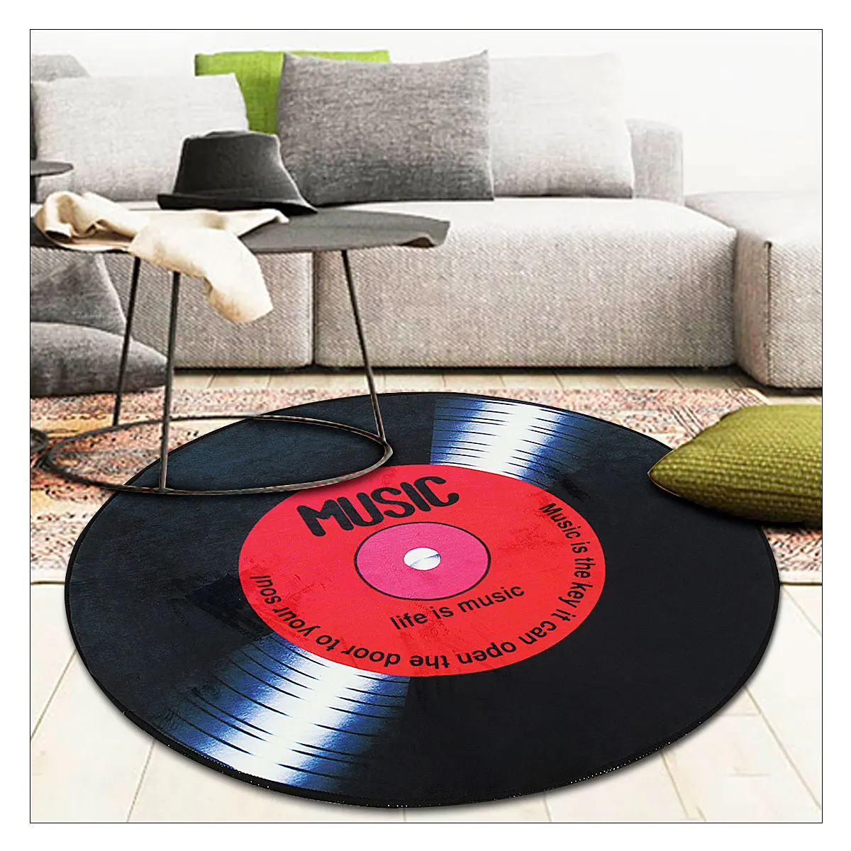 4 размера Виниловая пластинка ковер круглый напольный коврик Европейский ретро коврик черного цвета CD запись для гостиной спальни украшение пола эркер