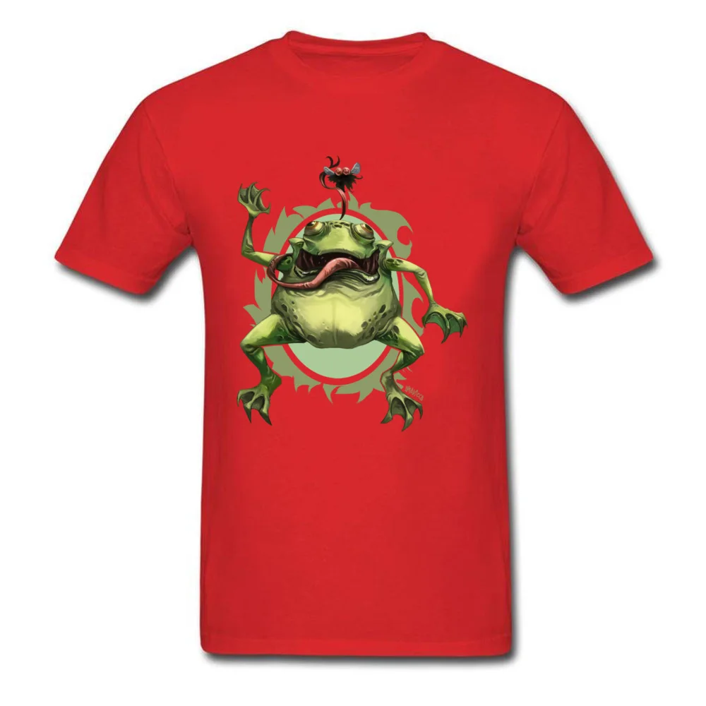 Hungry frog T Shirt Birthday Short Sleeve 2018 Fashion Round Collar 100% Cotton Tops Shirts Tee-Shirts for Men April FOOL DAY Hungry frog red