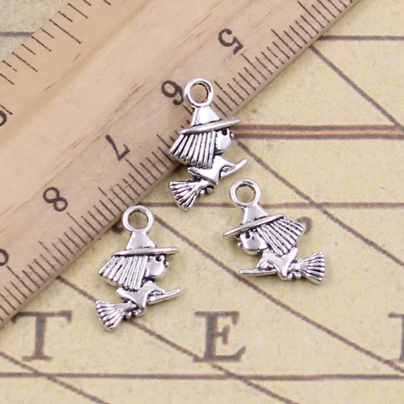 

20pcs/lot Charms witch riding broomstick 16x12mm Tibetan Silver Pendants Antique Jewelry Making DIY Handmade Craft for Necklace