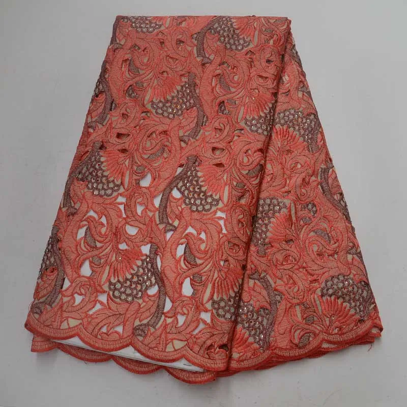 

2018 Top grade unique peach color organza lace African Swiss voile lace fabric with Stones french mesh lace Embroidered nigerian