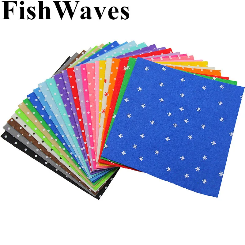 

24pcs 15x15cm Non Woven Polka Dot Printed 1mm Felt Fabric Cloth Polyester Cloth Material For Sewing DIY Handmade Crafts Dolls