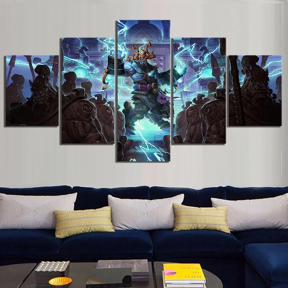 5 Piece Canvas Paintings World of Warcraft Thunder King Wall Art for Home Decor Game Poster | Дом и сад