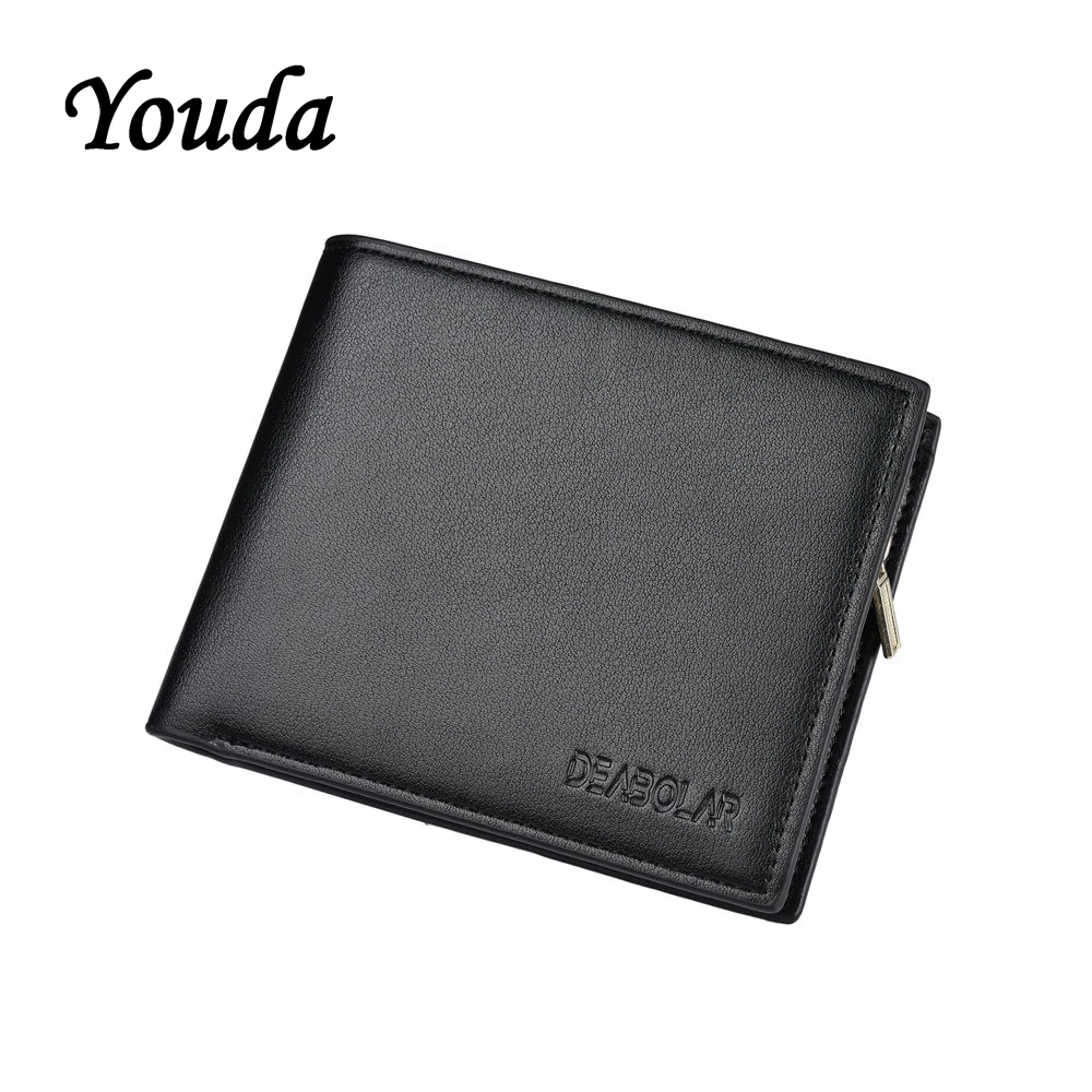 

Youda Men's Three Fold Wallets Solid Color PU Material Card Package Retro Style Money Bag Classic Short Wallet Portable Purse