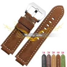 Free shipping Genuine Leather bracelet watch band 24*16mm Watchband with Steel Clasp watch strap for Tide