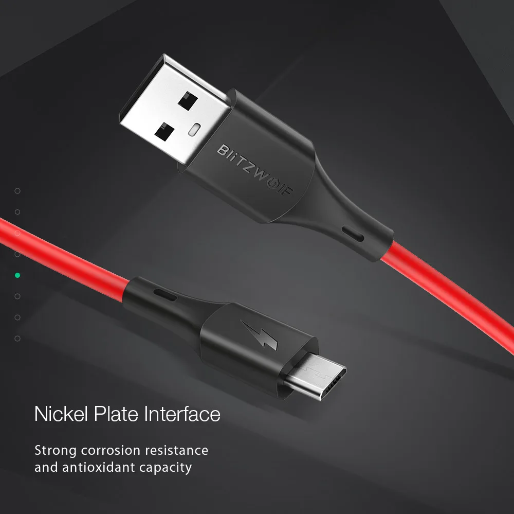 BlitzWolf Micro USB кабель 2A зарядный USB кабель для передачи данных для быстрой зарядки для Samsung S7 S6 Xiaomi Redmi Note 5 Планшета Android USB шнур