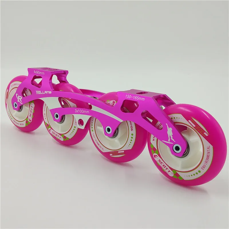

Kids frame and wheel set 4*90/3*100 for racing skate inline speed skate frame for children