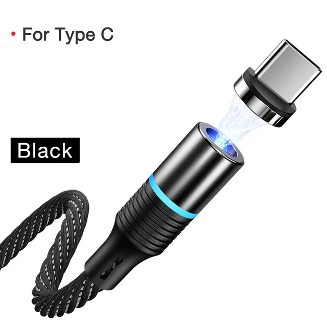 Cafele Магнитный Micro USB кабель для iPhone samsung type-c зарядный Магнитный зарядный адаптер usb type C кабели для мобильных телефонов - Цвет: Black for type-c