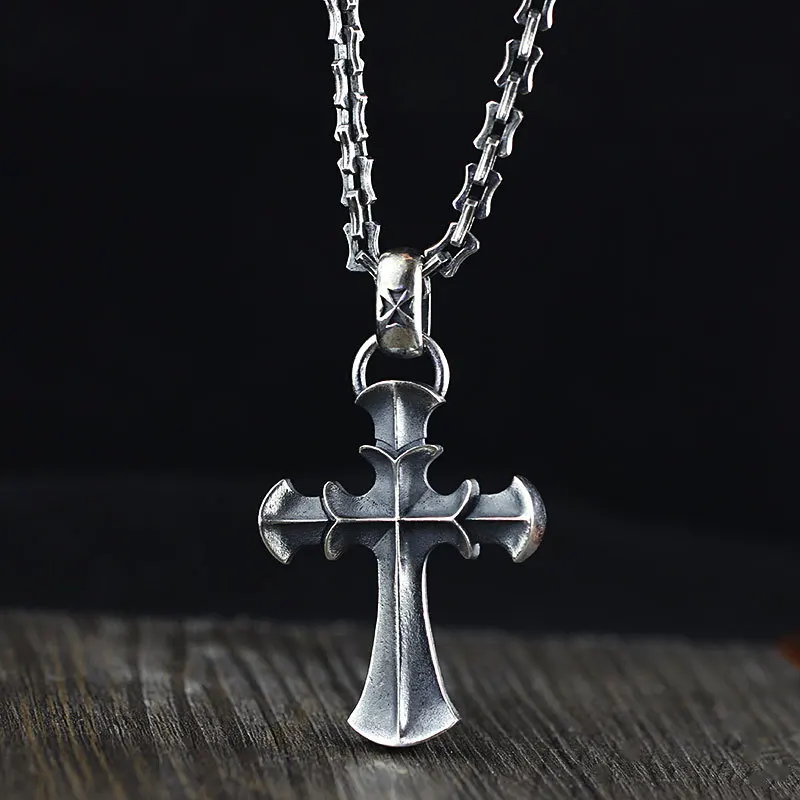 

Silver, Thailand Hot Sale men's ornament, pure handmade S925 pure silver jewelry, cross pendant.