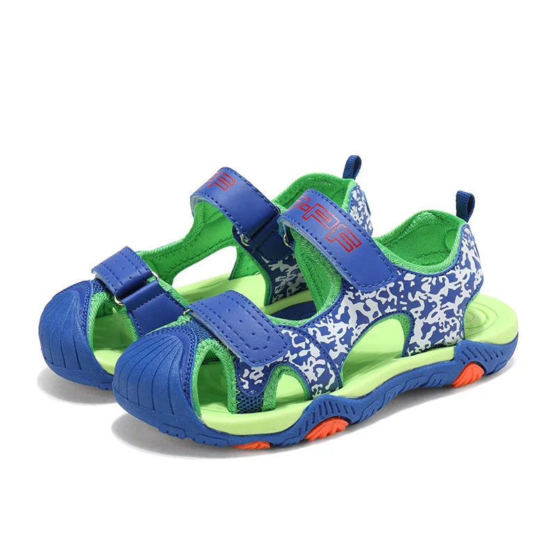 

Boy Sandals Summer 2019 New Male Child Toe Cap Covering Sandals Children's Beach Shoes Non-slip Boys Sandals Blue Gray SBX-1805