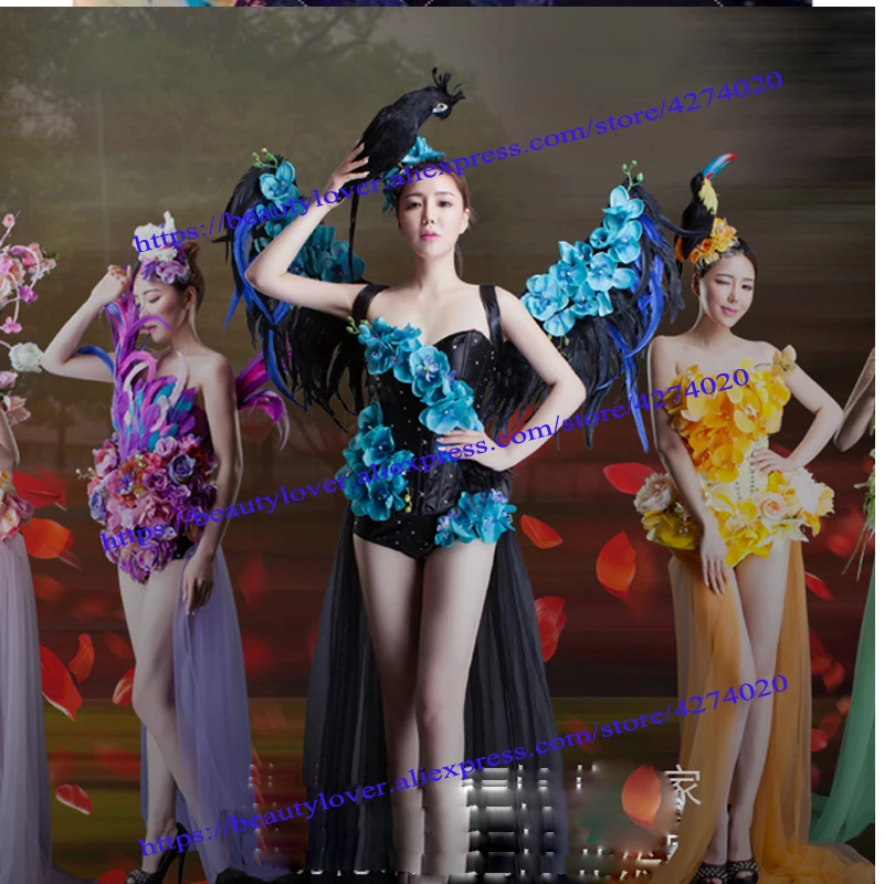 

Dreamland stage Catwalk flower show fairy costume love bird costumes dream feather tutu dress angels Conference costumes