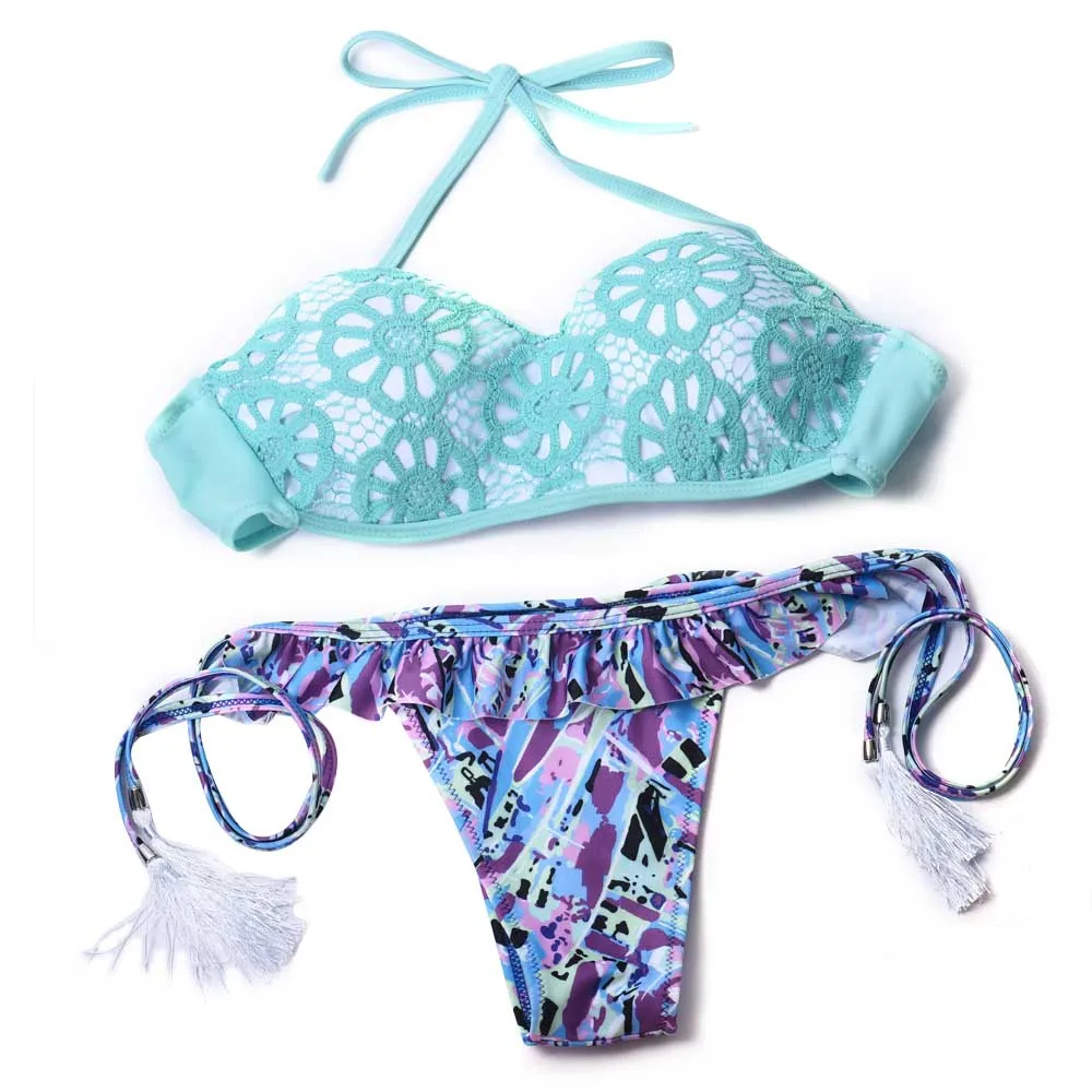 

Women Bikini Set Sexy Bra Lace Swimsuit Push-up Swimwear Bathsuit Swimwear High Quality  Brazilian Printed Summer Beach Suit