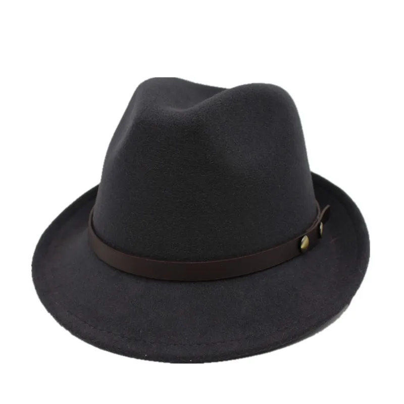 Dark gray OZyc шерсть для женщин и мужчин Chapeau Femme Fedora шляпа для джентльмена сомбреро Элегантная Леди Трилби церковный Дерби Клош солнцезащитная Кепка - Цвет: Dark gray