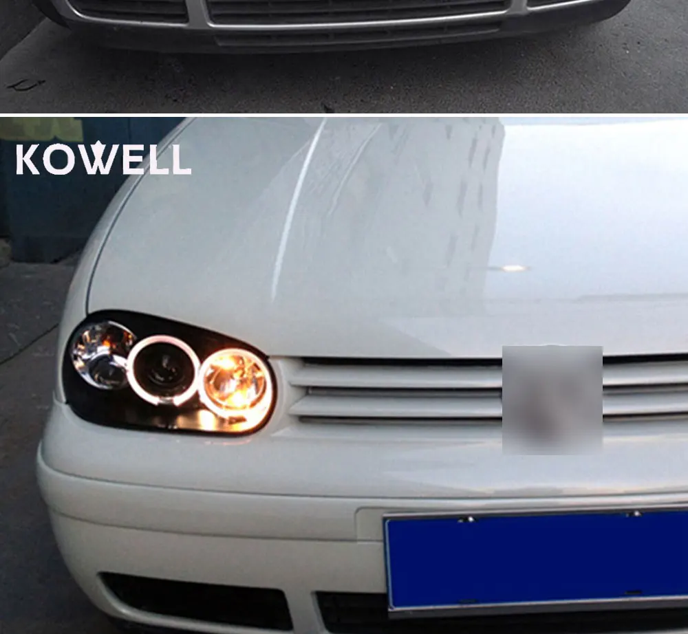 KOWELL автомобильный Стайлинг для vw golf 4 2004-2008 головной светильник s ангельские глазки светильник+ ксеноновая линза светодиодный автомобильный светильник H7 h1 светодиодный светильник для стайлинга автомобилей