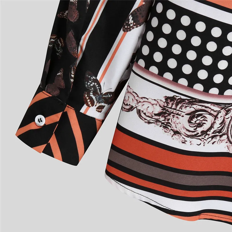 New Men Casual Vintage Print Shirts 2019 Fashion Long Sleeve Polka Dot Striped Print Vintage Fashion Casual Shirt #E23 (10)