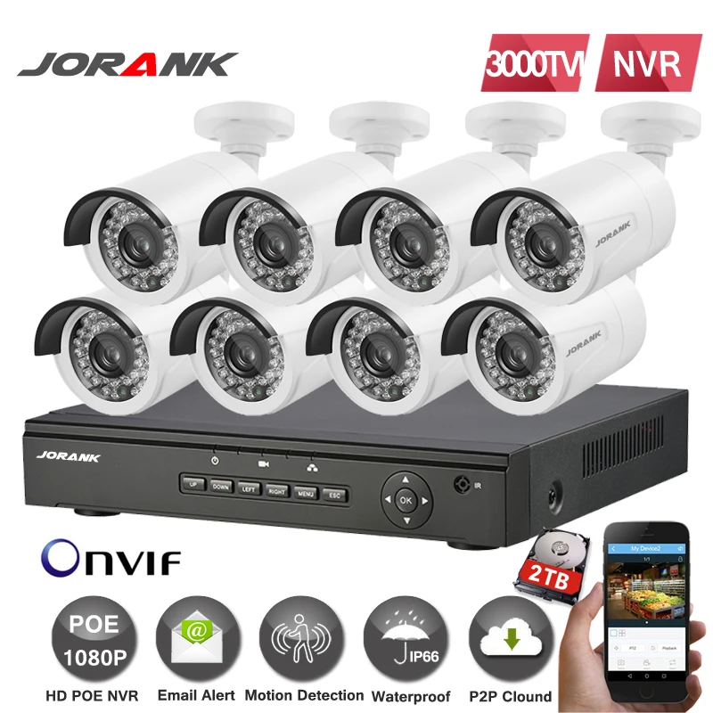 

Full HD 8CH 1080 P POE NVR Kit 8 PIECES 2.0MP 3000TVL PoE Ip Camera P2P Cloud Service System Video surveillance