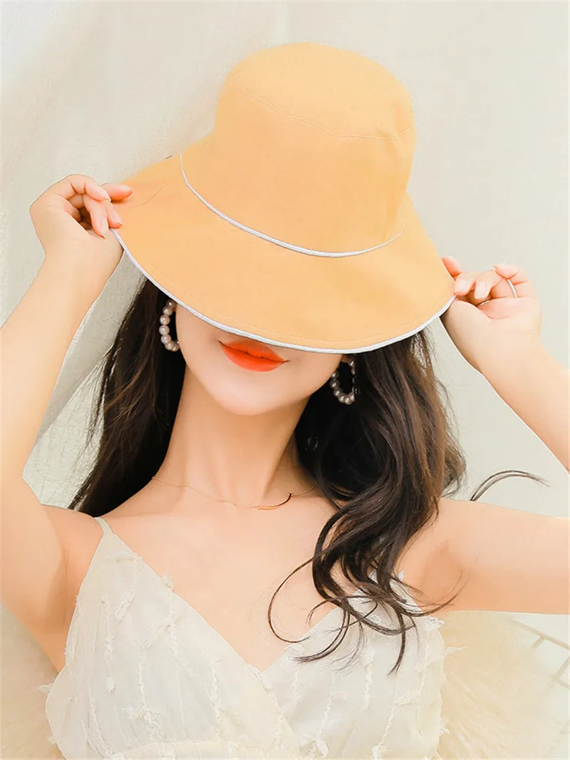 Женская шляпа с защитой от ультрафиолетовых лучей, женская уличная пляжная шапка для путешествий, Женская Весенняя Рыбацкая шляпа складывающийся таз, головные уборы, летняя шляпа от солнца