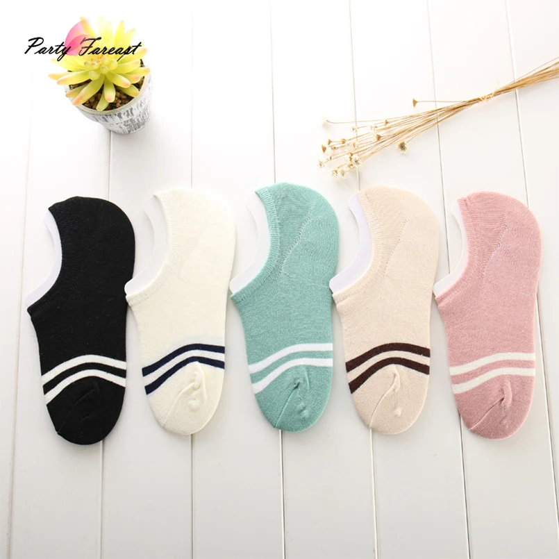 

PF 1 Pair Stripe Socks for Women Girls Cotton Breathable Short Sock Sokken Casual Solid Color Chaussettes Femme Fantaisie Sox