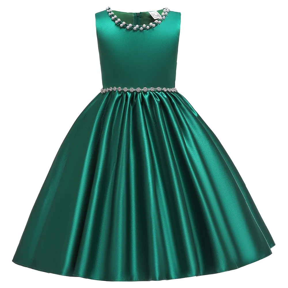 

2019 Spring Kids Dresses for Girls Crystal Sash Waist Pleated Dress Children Princess Party Birthday Outfit Beading Girls Dress