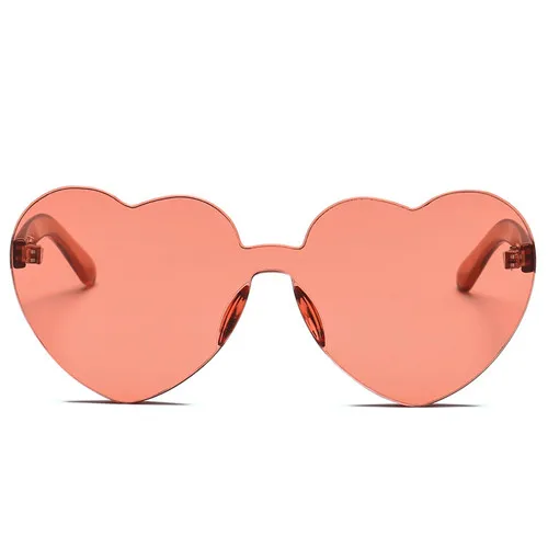 Женские солнцезащитные очки в форме сердца без оправы, Модные прозрачные цветные солнцезащитные очки - Цвет: Wine Red