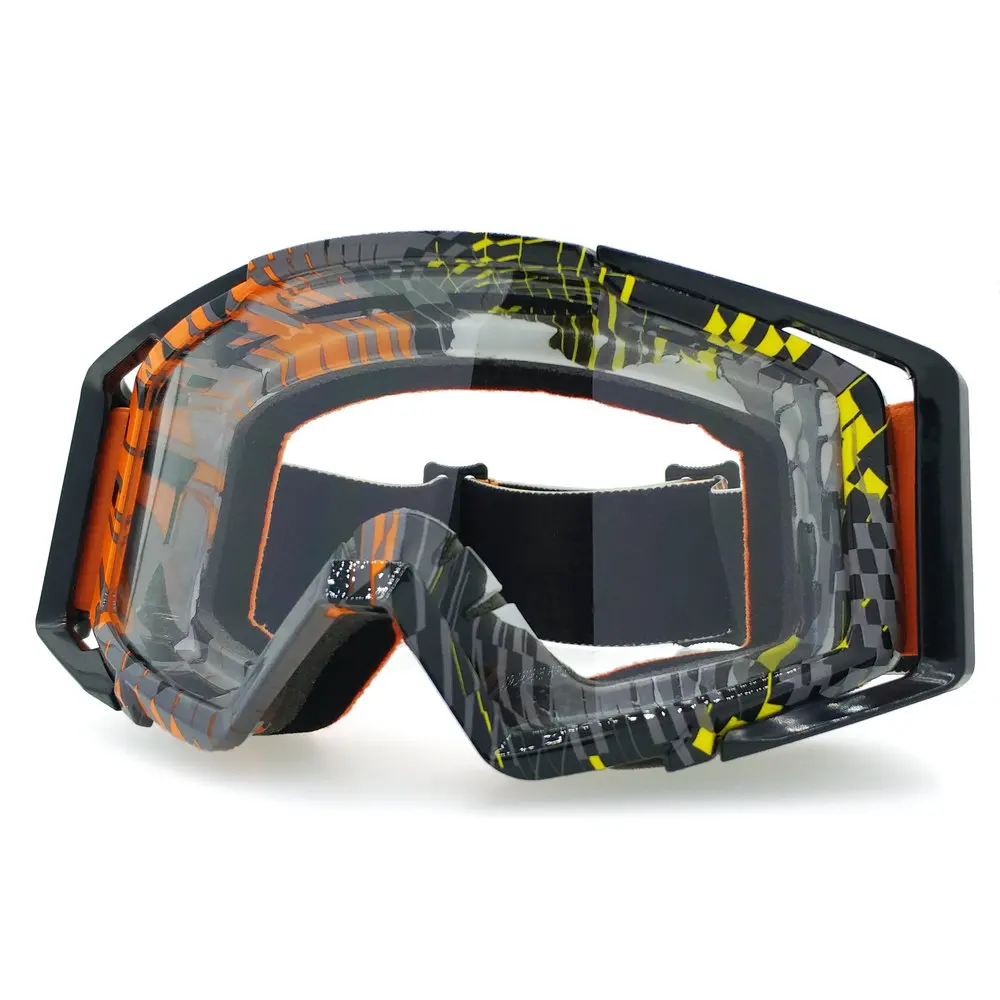 Новые очки Тонированные от ультрафиолетовых лучей полоса мотоцикл очки Мотокросс Велосипед Беговые гибкие очки - Цвет: Black Gray Clear