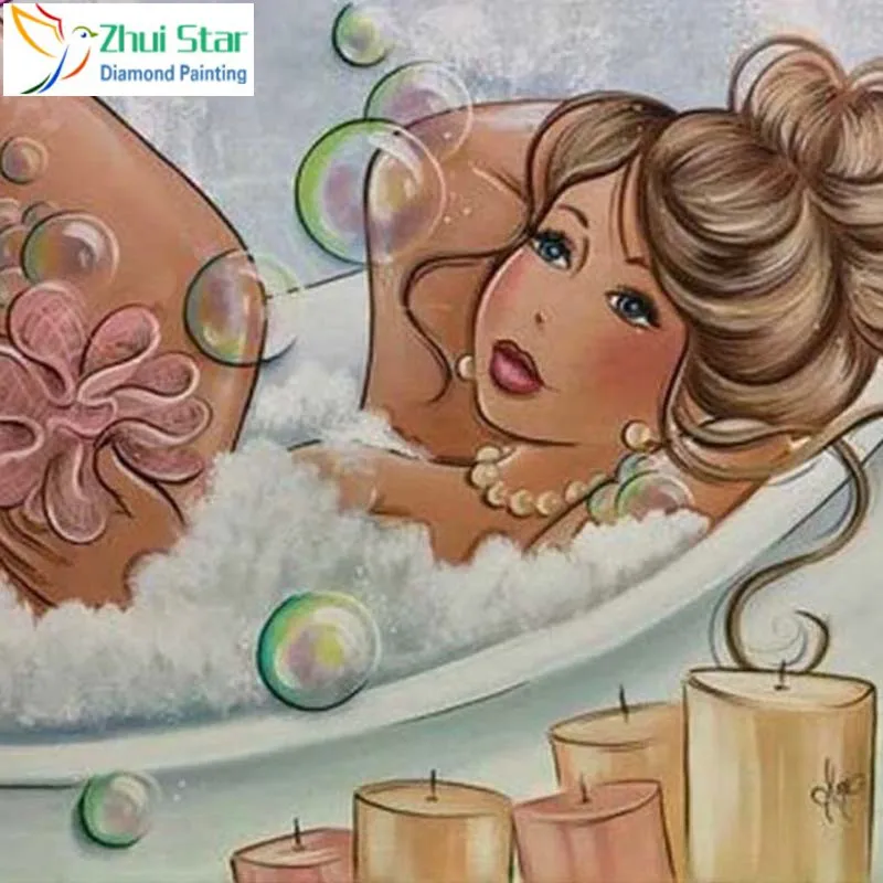 Zhui star 5d diy Diamond embroidery Bathroom woman diamond painting Cross Stitch full square drill Rhinestone mosaic home gx | Дом и сад