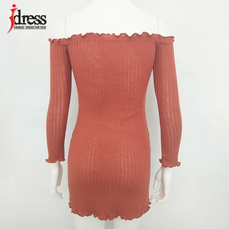 IDress Women Clothing Fashion 2017 Sexy Dress Club Wear Slash Neck Bodycon Dress Online Shopping Club Factory Party Knit Dresses (34)