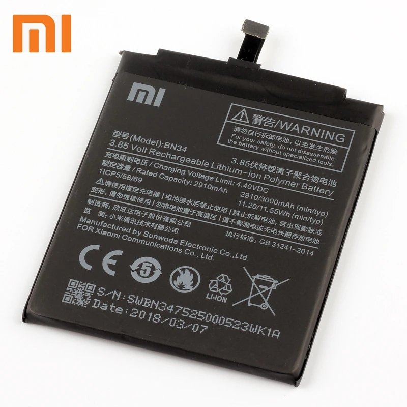 Xiao Mi Xiaomi BN34 Phone Battery For Xiao mi Redmi 5A Redrice 5A 3000mAh BN34 Original Replacement Battery + Tool Xiao Mi Xiaomi BN34 Phone Battery For Xiao mi Redmi 5A Redrice 5A 3000mAh BN34 Original Replacement Battery + Tool