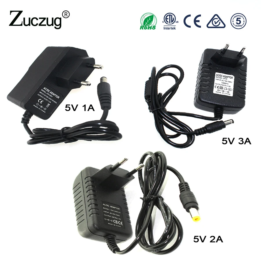 

Adapter power DC 5 V 1A 2A 3A Adaptor for RGB light 100-240V Charger Supply DC 5V EU US Plug For Led Strip Switch