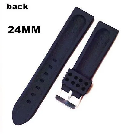50 шт./лот Высокое качество 24 мм резиновый ремешок для часов черный цвет для наручных часов 09073