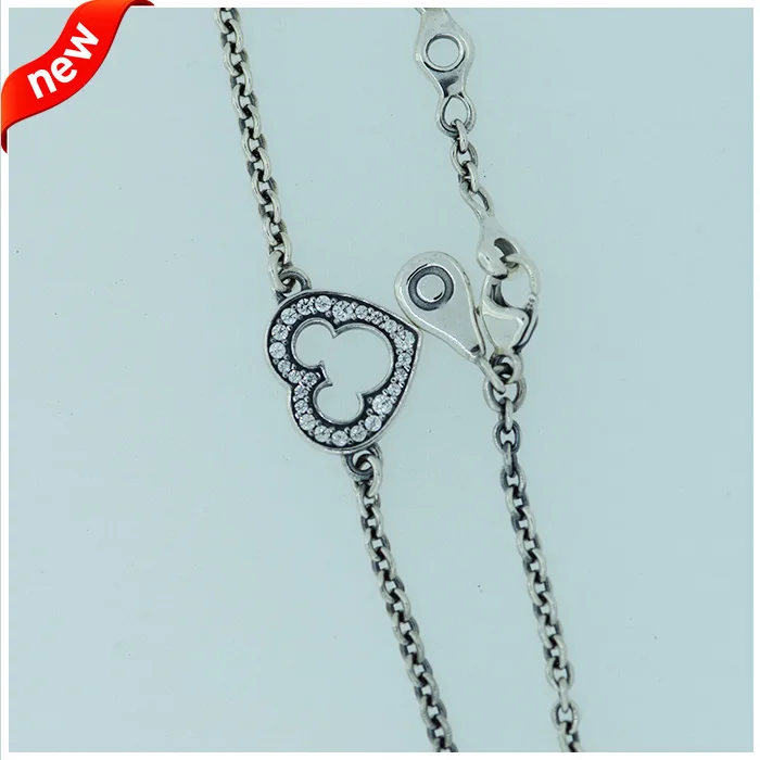 

100% 925 Sterling Silver Mickey Silhouette Bracelet Heart Clasp Charm Bracelets for Women pulseras mujer Silver 925 Jewelry