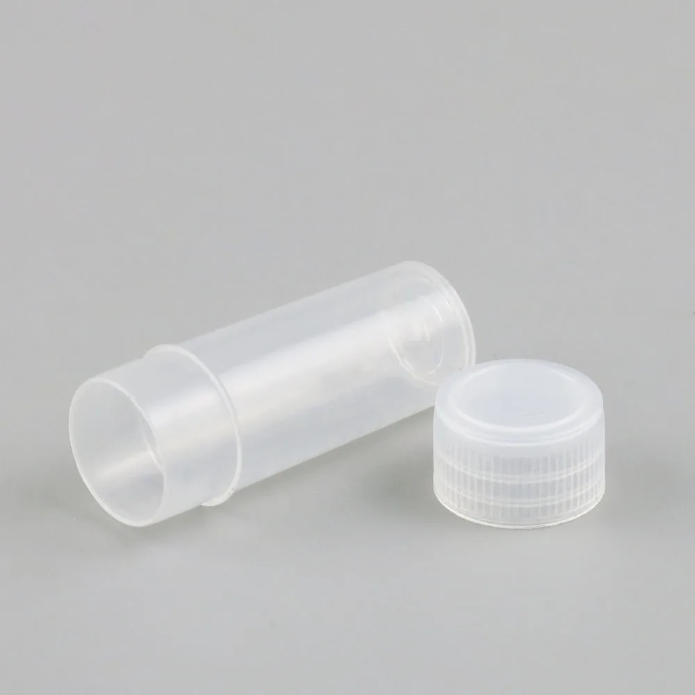 200 x 4g 4ml Plastic PE Test Tubes With White Plug Lab Hard Sample Container Transparent 3
