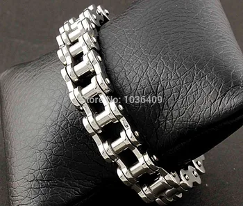 

Motorcycle Biker Gothic Link Chain Wrist Bracelet - Silver Color Stainless steel